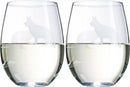 Set of 2 Dog Stemless German Shepherd Wine Glasses