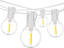 25Ft G40 Outdoor Patio String Lights,LED Bistro String Light with 27 Clear Shatterproof Bulbs(2 Spare),Decorative String Lights for Patio Garden Backyard Cafe Party Wedding Christmas,White Wire by GreenHaven Gardens