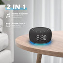 Buffbee Sound Machine & Alarm Clock 2-in-1, 0-100% Clock Face Brightness, Bottom Colored Light, Sleep Timer, Precise 30-Level Volume Control White Noise Machine by TinyTreasures Baby Boutique