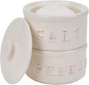 Vintage Ceramic Salt and Pepper Shaker Set Condiments Cellar Stacking Bowls With Lid by CozyNest Decor