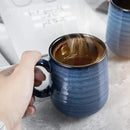 Hasense Coffee Mugs Set of 4, 15 Ounce Porcelain Mug Set with Handle for Morning Coffee Tea and Cocoa, Ceramic Coffee Cups with Beautiful Glaze for Men, Women, Navy by CozyNest Decor