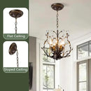 5-Light Vintage Crystal Branch Chandelier Farmhouse Hanging Pendant Light Fixtures for Living Room Dining Room Foyer Kitchen Island Hallway, Aged Bronze by CozyNest Decor