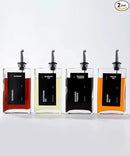 Olive Oil Dispenser for Kitchen, Cooking Oil Dispenser, Oil and Vinegar Dispenser Set, Olive Oil Bottle, Soy sauce dispenser, coffee syrup bottles - 4 pcs, Black by CozyNest Decor