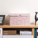 PRANDOM Large Stackable Storage Bins with Lids Fabric Decorative Storage Box Cubes Organizer Containers Baskets with Cover Handles Divider for Bedroom Closet Living Room 17.3x11.8x9.8 Inch 3 Pack by TinyTreasures Baby Boutique