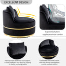 360 Degree Swivel Accent Chair Velvet Modern Upholstered Barrel Chair Over-Sized Soft Chair with Seat Cushion for Living Room, Bedroom, Office, Apartment, Black