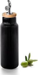Nucookery Ceramic Olive Oil Dispenser Bottle for Kitchen, 14 oz Opaque Vinegar Dispenser Bottle, Large Capacity Cooking Oil Container for Storage Vinegar, Soy Sauce, Coffee Syrup, Black by CozyNest Decor