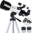 Telescopes, Telescope for Kids and Adults Beginners, 70mm Aperture 400mm Focus Length Refractor Travel Telescope with AZ Mount for Observe The Moon and Landscape (White) by TinyTreasures Baby Boutique