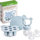 Silicone Baby Fruit Food Feeder & Mini Freezer Nibble Tray, Breastmilk Popsicle Molds for Baby Teething Relief, BPA Free Silicone Teething Toys Feeder for Safe Infant Self Feeding, Extra Food Pouches by TinyTreasures Baby Boutique