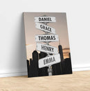 Personalized Family Street Sign Multi-Name Canvas Or Poster Wall Art, Street Sign Customized With Name, Best Gifts For Parents, Grandparents From Kids Daughter Son, Christmas Gift For Family