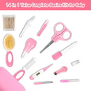 Baby Grooming Kit，Infant Safety Care Setwith Hair Brush Comb Nail Clipper Nasal Aspirator, Baby Essentials Kit for Newborn Girls Boys (14 PC-Pink Kit) by TinyTreasures Baby Boutique
