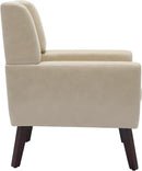 UIXE Faux Leather Accent Chairs Set of 4, Modern Arm Club Chair Upholstered Armchair for Living Room, Comfy Single Sofa Seats Button Tufted Reading Seating, Cream by CozyNest Decor