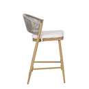 Outdoor 26" Counter Height Metal Frame Counter Stools With Scallop Shaped Backrest & Water Resistant Cushions by HouseOfZazla
