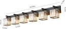 Modern Black Crystal Bathroom Vanity Light - 6-Lights Wall Light Fixtures by CozyNest Decor