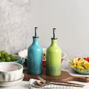 Sweejar Ceramic Olive Oil Dispenser Bottle, Opaque Oil Cruet Protects Oil to Reduce Oxidation, Suitable for Oil, Vinegar, Coffee Syrups & Other Liquids, Pack of 1, 15.5 Fl Oz (Gradient Blue) by CozyNest Decor