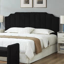24KF Black Teddy Fabric Tufted King Upholstered Headboard, Modern Vertical Channel Design California King Headboard with Stepped Silhouette Top Edge,6026-K-Teddy Black by CozyNest Decor
