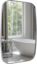 ANDY STAR Chrome Oblong Mirror, 32x40 Inch Polished Chrome Oval Mirror for Bathroom with Stainless Steel Metal Frame, Wall Mouned for Bathroom, Living Room, Entryway by CozyNest Decor