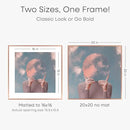 Homeforia 20x20 Picture Frame Rose Gold, High End Metal 20 x 20 Square Poster Frame with Mat 16 x 16 Photo, 20x20 Frame Matted to 16x16 Print, 20by20 Hanging Frames, Tempered Glass, Wall Kit, Set of 1 by CozyNest Decor