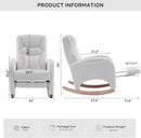 Rocking Chair Nursery, Modern Glider Chair with Adjustable Footrest and Solid Wood Legs, High Backrest Nursery Chair with Side Pocket, Rocker Armchair for Living Room Bedroom, Teddy Ivory by TinyTreasures Baby Boutique