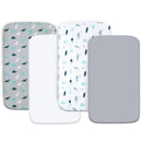 Crib Sheets for Boys or Girls 4 Pack, Baby Crib Sheets 52'' x 28'' for Standard Crib & Toddler Mattress, Soft and Breathable Material, Baby Crib Sheet Neutral, Grey Dinosaurs & Ocean by TinyTreasures Baby Boutique