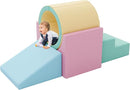 Tunnel/Ramps Foam Climber, Climb & Crawl Foam Activity Play Set for Toddlers and Kids, Safe Indoor Crawling Gym Equipment for,Infant,Baby Waterproof Easy to Clean (Pink) by TinyTreasures Baby Boutique