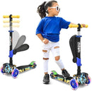 Hurtle 3-Wheeled Scooter for Kids - Wheel LED Lights, Adjustable Lean-to-Steer Handlebar, and Foldable Seat - Sit or Stand Ride with Brake for Boys and Girls Ages 1-14 Years Old by TinyTreasures Baby Boutique