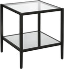 Henn&Hart 20" Wide Square Side Table with Mirror Shelf in Blackened Bronze, Table for Living Room, Bedroom by CozyNest Decor