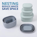 BLUE GINKGO Nesting Silicone Containers - Set of 3 Hard-Shell Silicone Food Storage Containers | BPA Free, Airtight, Dishwasher and Freezer Safe (6.7oz, 10oz, 20oz) - Grey by TinyTreasures Baby Boutique