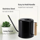 1.5 Liter Black Watering Can for Indoor Plants, House Plants, Flower Watering, Outdoor Plants - Small Metal Watering Can with Long Spout by GreenHaven Gardens