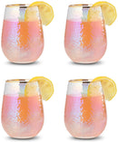 Festive Lustered Iridescent Stemless Wine - Set of 4