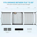 owlie Baby Gate Indoor 75-85 Inch, Extra Wide Safety Gate for Dogs Large Stairway Gate Adjustable Baby Gates Pressure Mount Wide Gate for Pet Stairway Doorway No Drilling Black (30.5'' Tall) by TinyTreasures Baby Boutique
