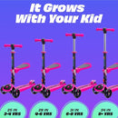 SKIDEE Kick Scooters for Kids Ages 3-5, Adjustable Height Foldable Scooter with Removable Seat, 3 LED Light Wheels, Rear Brake, Wide Standing Board, Suitable Up to 12 Year Old Boys/Girls by TinyTreasures Baby Boutique