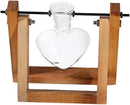 Kingbuy Terrarium with Wooden Stand, Desktop Propagation Station, Air Plant Holder, Metal Swivel Holder for Hydroponics, Home Garden, Wedding Decor - 1 Hearted Vase by GreenHaven Gardens