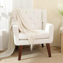 Living&Giving Accent Chair Button-Tufted Upholstered Living Room Chairs Comfy Reading Mid Century Modern with Linen Fabric Lounge Arm for Bedroom (Beige) 29.33D x 28.94W x 34.65H Inch by CozyNest Decor