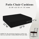 Outdoor Chair Cushions Set of 2 for Patio Furniture 22x22x4 Inch Waterproof Patio Chair Cushion 3 Year Color Fastness Square Elastic Foam Garden Couch Pads with Ties and Handle,Black by GreenHaven Gardens