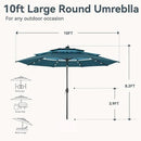 GREEN PARTY 10ft Outdoor Patio Umbrella, Auto-Tilt Market Table Umbrellas with Crank, 8 Sturdy Ribs & 1.5" Pole UV Protection for Garden Deck Backyard Pool by GreenHaven Gardens