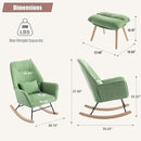 Rocking Chair with Ottoman and Pillow, Glider Rocker Chair, Accent Arm Chair Lounger for Living Room/Bedroom/Nursery, High Back, Solid Hardwood Base, Green by TinyTreasures Baby Boutique