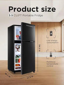 3.5 Cu.Ft Compact Refrigerator with Freezer, Mini Fridge with 2 Doors for Office, Kitchen, Dorm and Bedroom, Small Fridge with 7 Level Temp Adjustable Thermostat, Black by CozyNest Decor