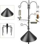 Deluxe Bird Feeding Station Kit - Wild Bird Feeder Hanging Pole With Multi Feeder, Suet Cage, Planter Hanger, and Squirrel Guard Baffle for Attracting Birds by GreenHaven Gardens