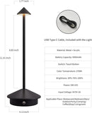 Modern Cordless Table Lamp Set of 2, Portable LED Desk Lamps, 5000mAh Rechargeable Battery Operated Lighting for Bedroom Dining Room Restaurant Coffee Shop Camping Night Light (Black) by CozyNest Decor