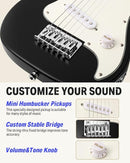 Donner 30 Inch Kids Electric Guitar Beginner Kits ST Style Mini Electric Guitar for Boys Girls with Amp, 600D Bag, Tuner, Picks, Cable, Strap, Extra Strings, DSJ-100, Black by TinyTreasures Baby Boutique