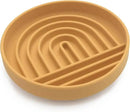 The Slowdown Bowl Silicone Slow Feeder for Cats & Dogs, Slow Eating Mealtime Solution with Modern Lick Mat Design, Reduces Gulping, Fits 1 Cup 6” Across x 1.25” Tall, Small-Honey by CozyNest Decor