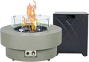 32.5-inch Outdoor Gas Fire Pit with 20lb Propane Tank Cover Table & Wind Glass Shield,50,000BTU Propane Gas Fire Pits for Outside Patio w/Round Burner Lid, Glass Rocks by GreenHaven Gardens