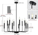 Modern Black Farmhouse Chandeliers, 12-Light Industrial Metal Chandelier Lighting, Classic Candle Hanging Pendant Light Fixtures for Living Room, Dining Room, Kitchen, Bedroom, Entryway by CozyNest Decor
