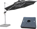 PURPLE LEAF 11ft Patio Umbrella With Base Solar powered LED Cantilever Umbrella with LED lights Windproof Outdoor Offset Umbrella for Garden Deck Pool Patio, Grey by GreenHaven Gardens