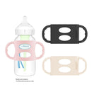 Dr. Brown's Wide-Neck Baby Bottle Handles, 100% Silicone, Easy Grip Removable Handles for Bottle to Sippy Cup Transition, Black/Ecru/Pink, 3-Pack, 4m+ by TinyTreasures Baby Boutique