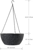 10 inch Hanging Planters for Outdoor Indoor Plants with Drainage Holes and Chain, 2 Pack Round Hanging Flower Pots for Garden Home Porch Decor, Speckled Black by CozyNest Decor