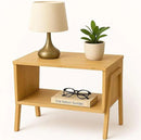 Bamboo End Table for Living Room – Low Side Table with Storage Shelf, Minimalist Accent Table with Natural Wood Finish, Small Modern Nightstand for Sofa or Couch Side by CozyNest Decor
