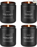 Scented Candles Set | Men Candle Set, Scented Candles for Home, Gifts for Men Aromatherapy Gift Set - 4 Pack Manly Gifts for Dad Fathers Day, Soy Candle of Leather/Smoke & Vanilla/Oak/Lavender by CozyNest Decor