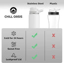 Chill Oasis Water Bottle | Compatible With Popular Flavor Cartridges | BPA Free, Leak Proof, Double-Walled Vacuum Insulated Stainless Steel, and Dishwasher Safe | Cold for 24 Hours (White, 12oz) by CozyNest Decor