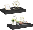 HOOBRO Floating Shelves for Wall, Wall Mounted Shelf Set of 2, 15.7" Hanging Shelf with Invisible Brackets, for Wall in Bathroom, Bedroom, Toilet, Kitchen, Living Room, Office, Black BK40BJ01 by CozyNest Decor